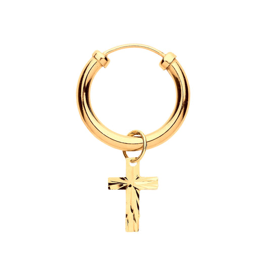 Y/G Sleeper with Cross Charm Men's Single Earring