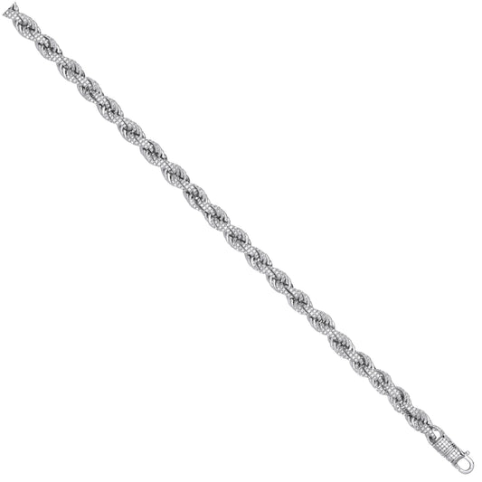 Silver 7mm CZ Set Rope Chain