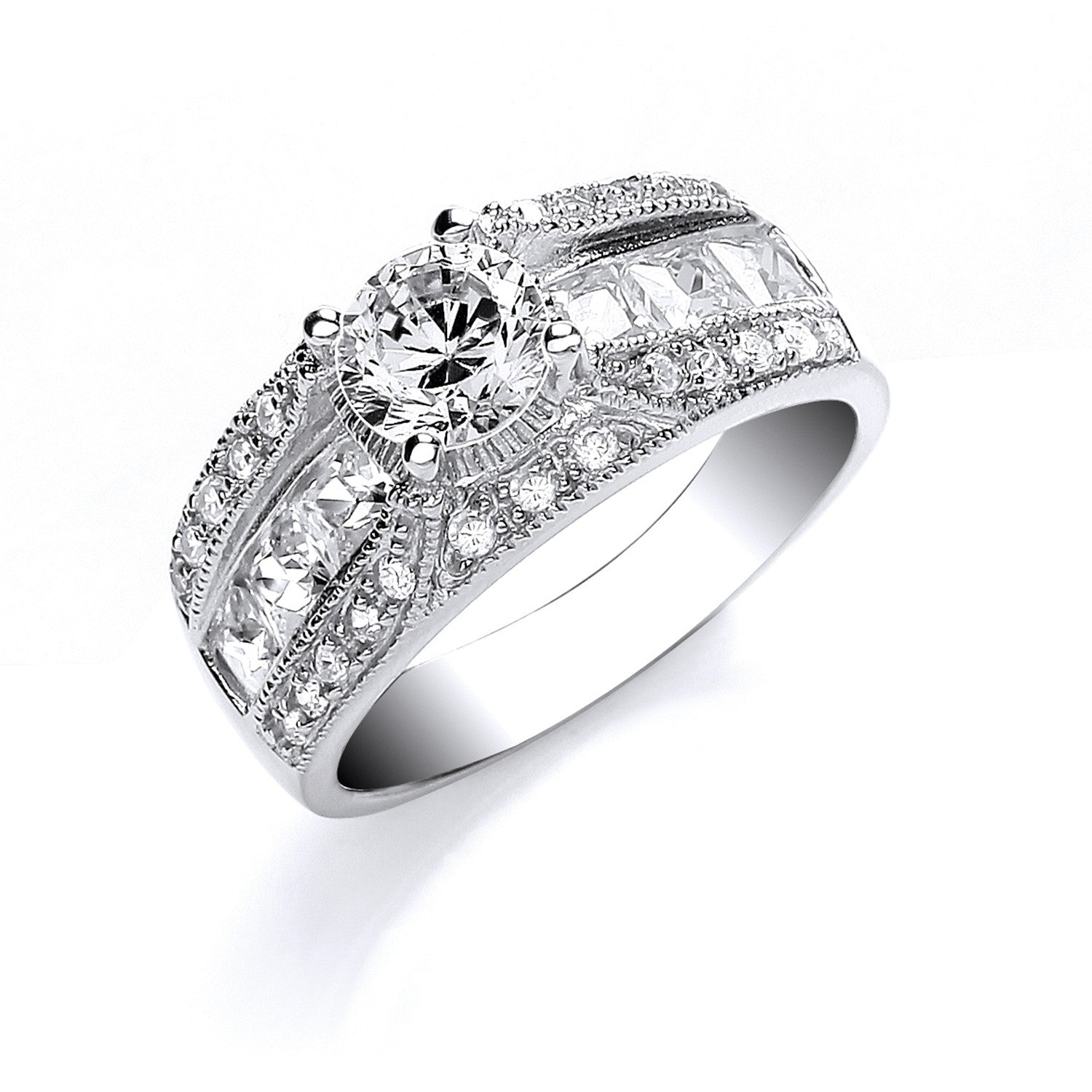 Silver Rd S/S with Princess & Rd Cz on Shld Ring – Javan Blake Jewellers