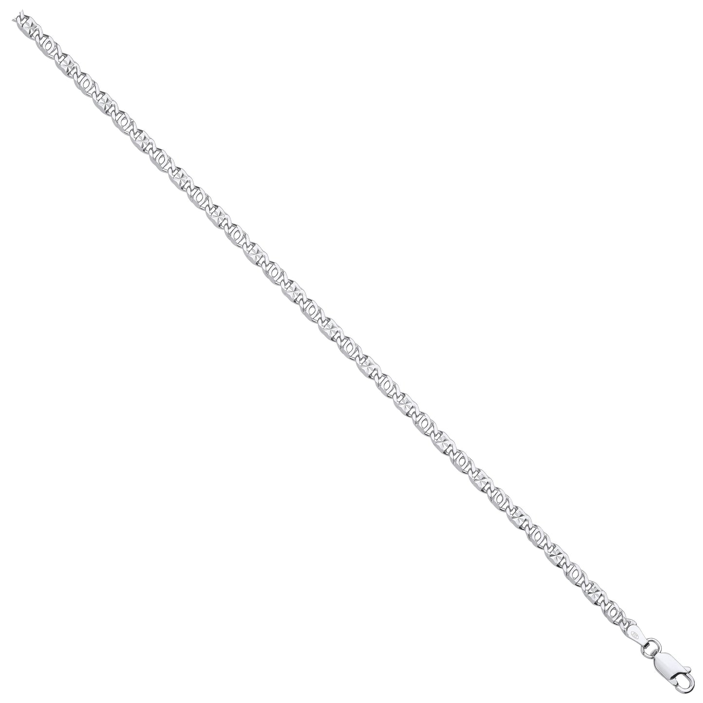 Silver 3.7mm Anchor Chain with Star Stamp