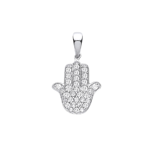 9ct White Gold 0.18ct diamonds Hamsa Pendant