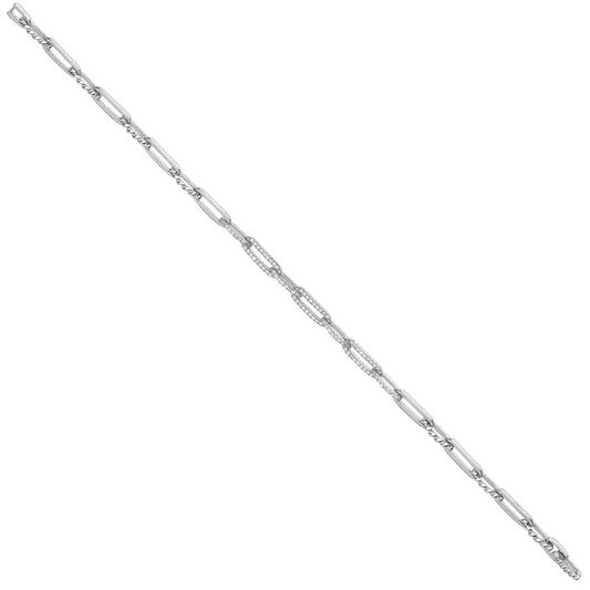 9ct White gold 0.42ct Curb bracelet