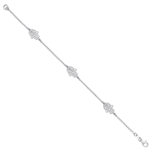 Silver Hamsa Hand Ladies Bracelet
