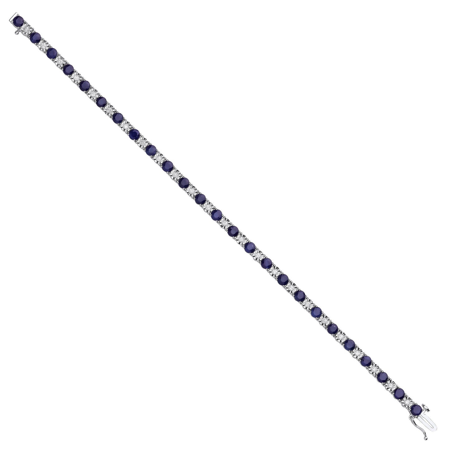 18ct White Gold 0.54ct Diamond & 5.30ct Sapphire Bracelet