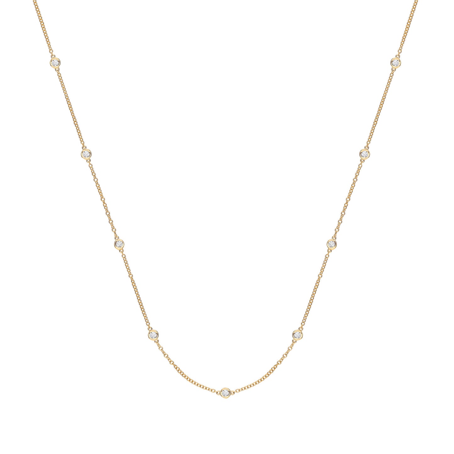 9ct Yellow Gold 0.50ct Rubover Diamond Chain (18in/45cm)