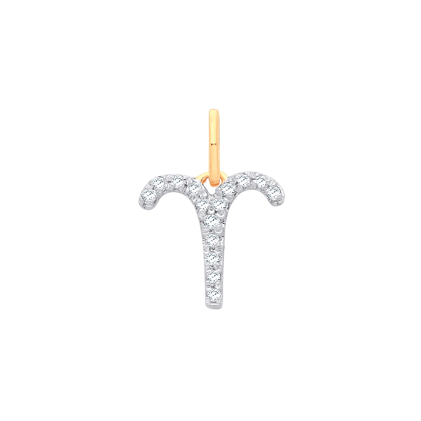 9ct Yellow Gold Aries Zodiac 0.10ct pendant