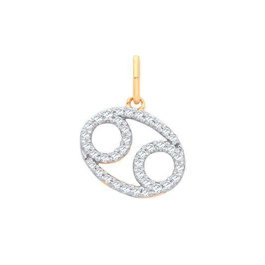 9ct Yellow Gold Cancer Zodiac 0.20ct pendant