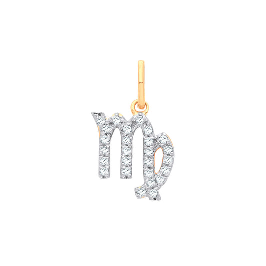 9ct Yellow Gold Virgo Zodiac 0.12ct pendant