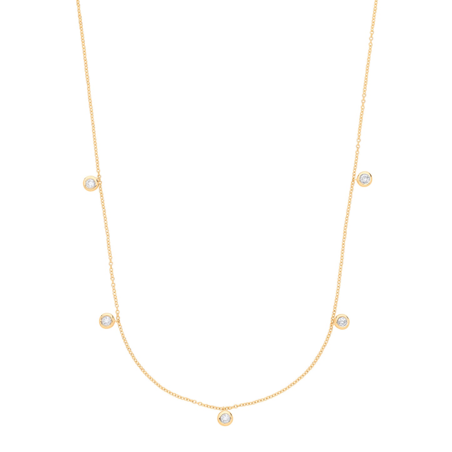 9ct Yellow Gold Rub-Over 0.25ctw Diamond  (18in/45cm) Chain
