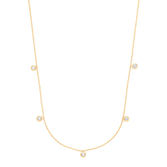 9ct Yellow Gold Rub-Over 0.25ctw Diamond  (18in/45cm) Chain