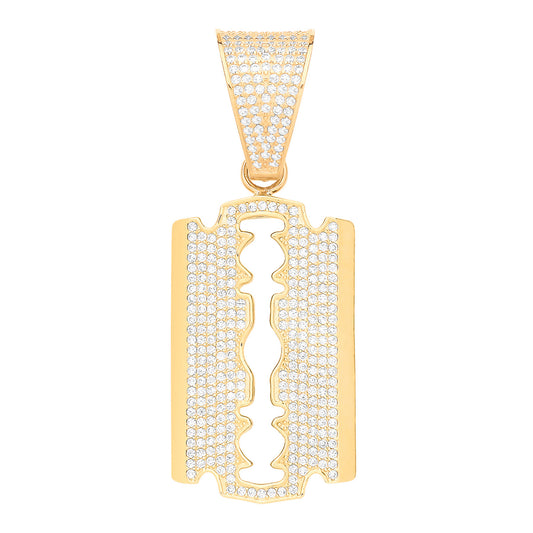 Y/G Razor Blade CZ Pendant