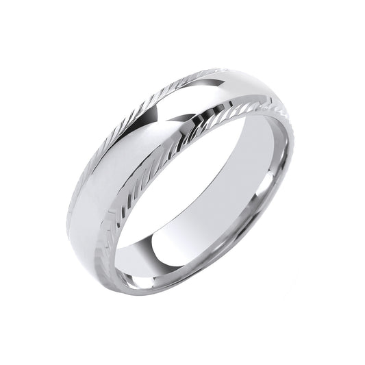 6mm Traditional Court Diamond Cut Edges Wedding Band