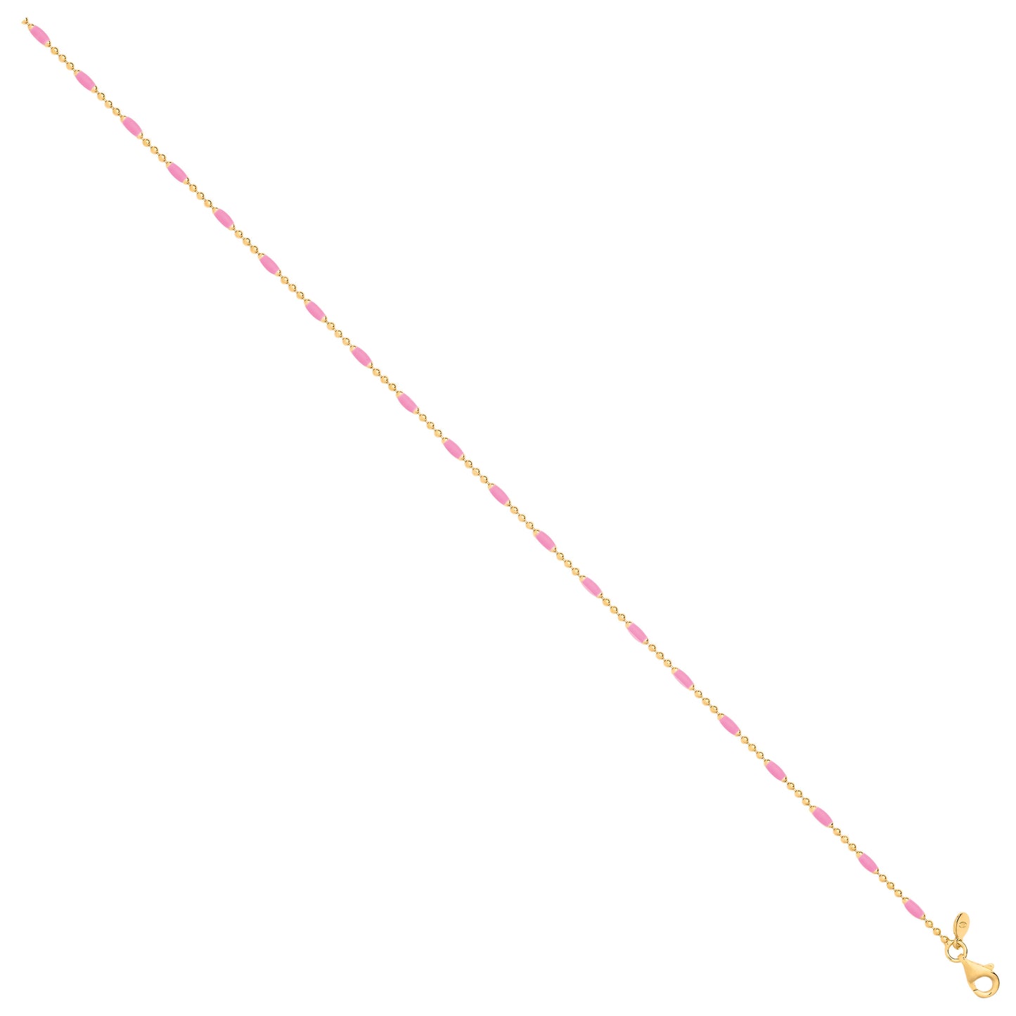 Silver YG Plated Pink Enamel Anklet