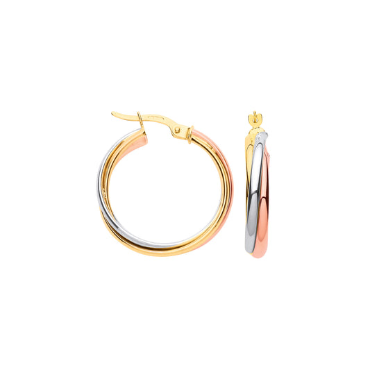 YW & R/G Russian Wedding 23mm Hoop Earrings