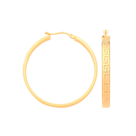 Y/G Greek Key 35mm Hoop Earrings