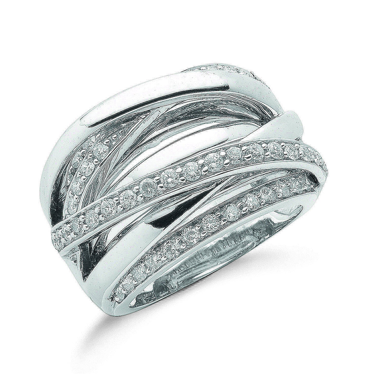 9ct W/G 1.00ct Diamond Crossover Ring