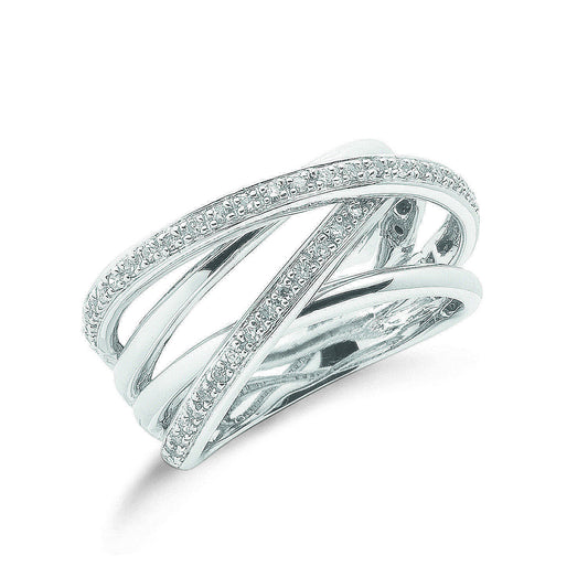 9ct W/G 0.25ct Diamond Crossover Ring