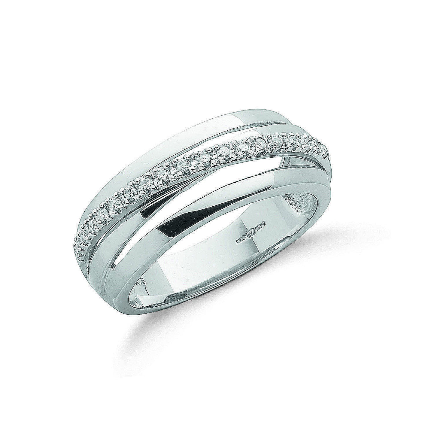 9ct W/G 0.12ct Diamond Crossover Ring