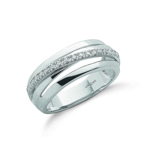 9ct W/G 0.12ct Diamond Crossover Ring