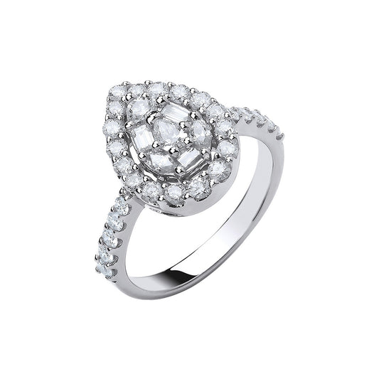 18ct W/G 1.00ct Pear Shaped Diamond Ring
