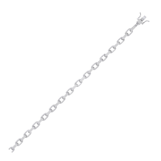 Silver Heavy 7mm Plain & CZs Oval Belcher Chain