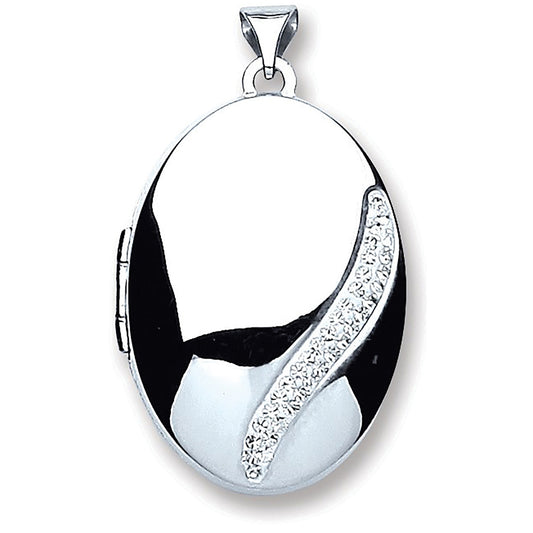 Silver Oval with Crystals Locket