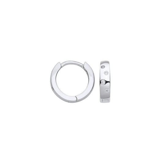 Silver CZ Hinged Huggies