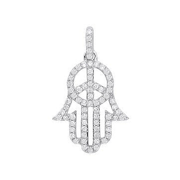 9ct White Gold 0.48ct Diamond  Hamsa Pendant