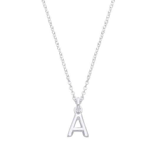 Silver Small Plain Initial 16" + 1" Necklace