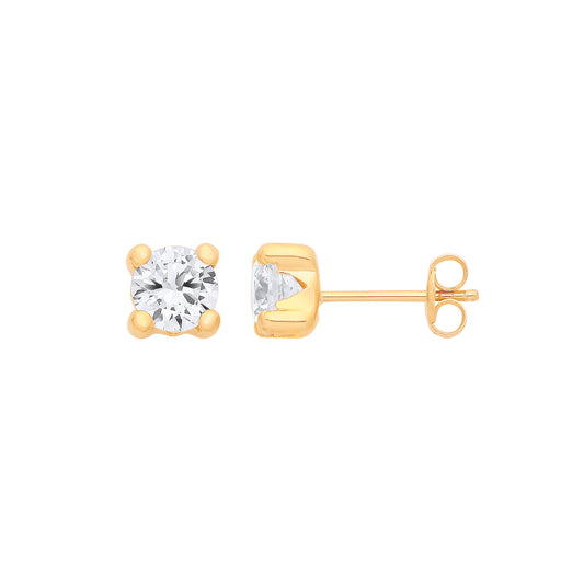 9ct Y/G Round 5mm CZ Stud