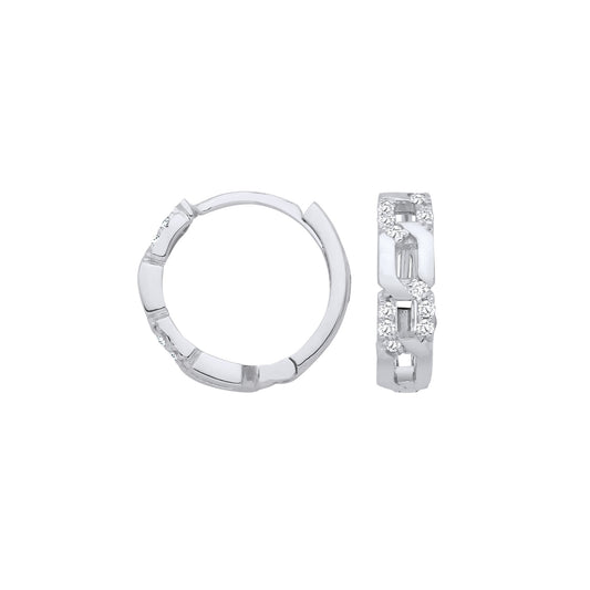 9ct White Gold 0.12ctw Diamond Huggie Earrings