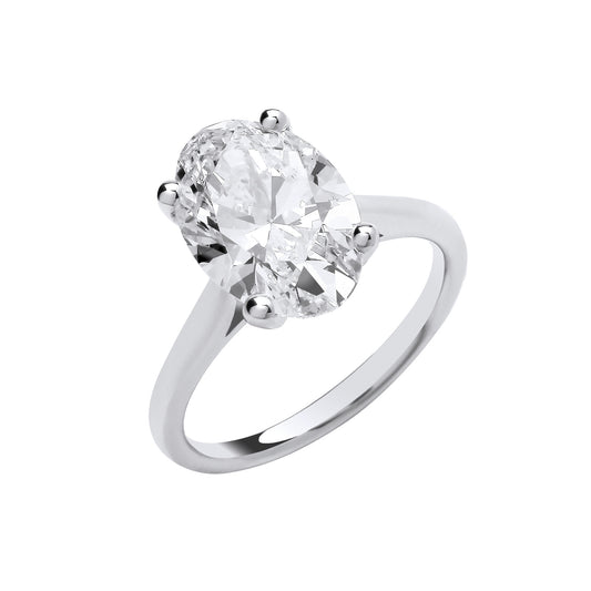 18ct White Gold 4.00ctw Oval Cut LAB GROWN Diamond Ring IGI Certified