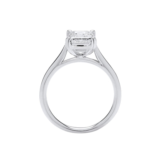 18ct White Gold 3.00ctw Emerald Cut LAB GROWN Diamond Ring IGI Certified