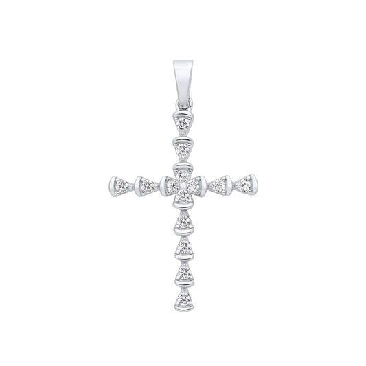 Silver Part Rub-Over CZ Cross