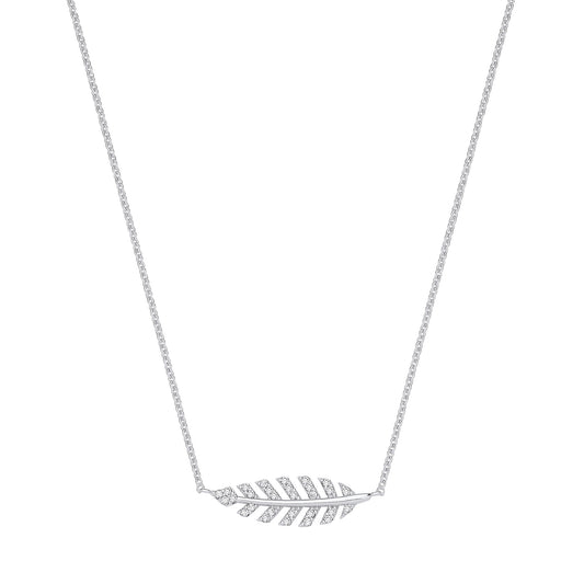 Silver CZ Feather Necklace