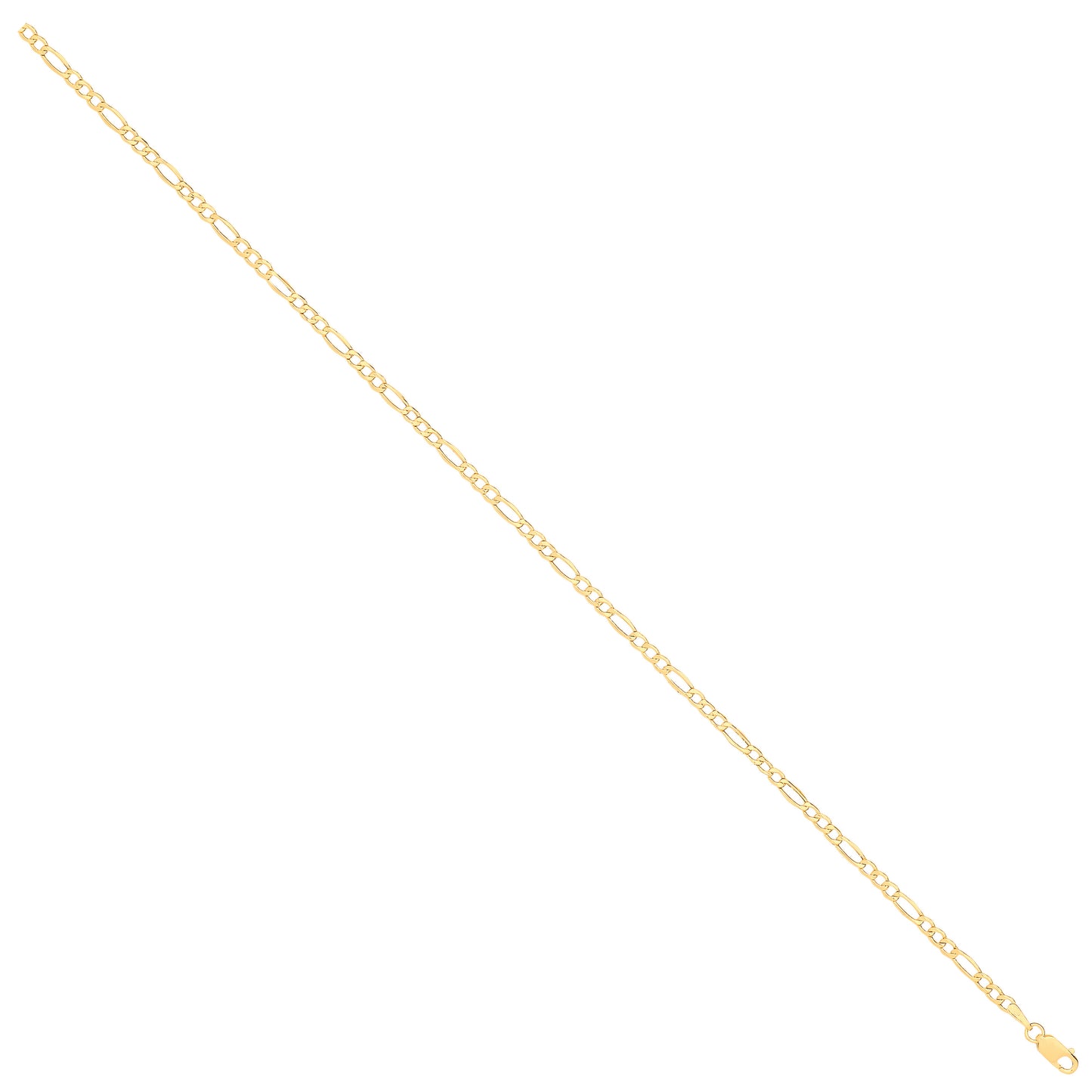 14ct Y/G Hollow Beveled Figaro 2.6mm Chain