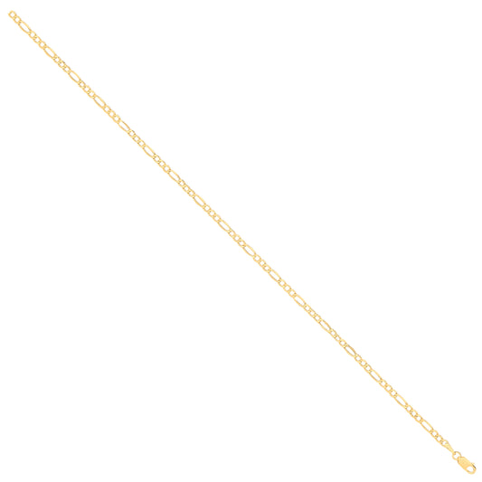 14ct Y/G Hollow Beveled Figaro 2.6mm Chain