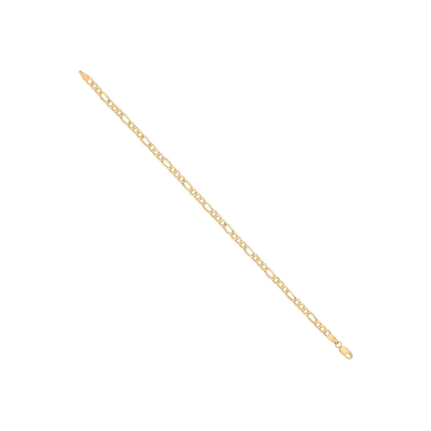 14ct Y/G Hollow Beveled Figaro 3.4mm Chain