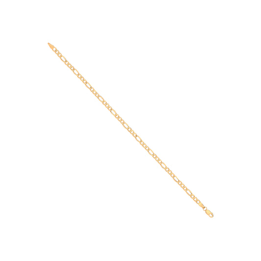 14ct Y/G Hollow Beveled Figaro 3.4mm Chain