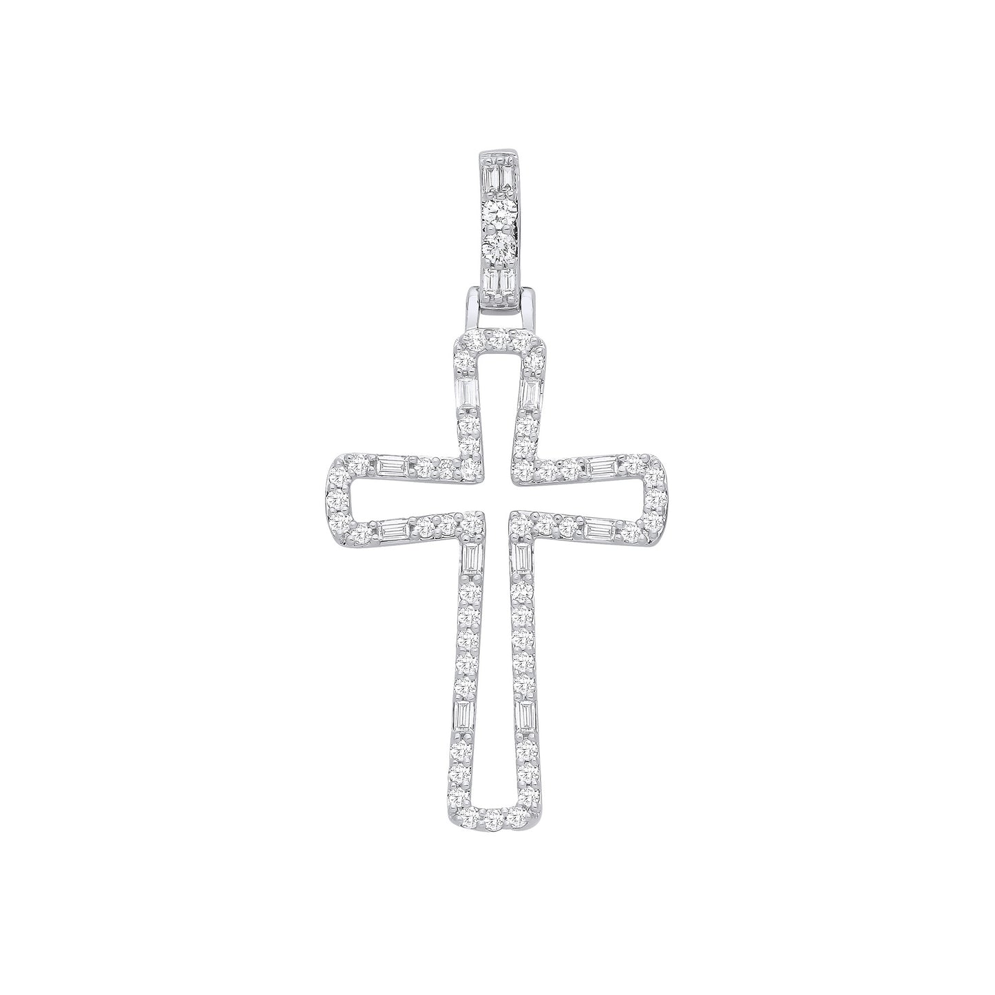 9ct White Gold 0.40ctw Cross Pendant