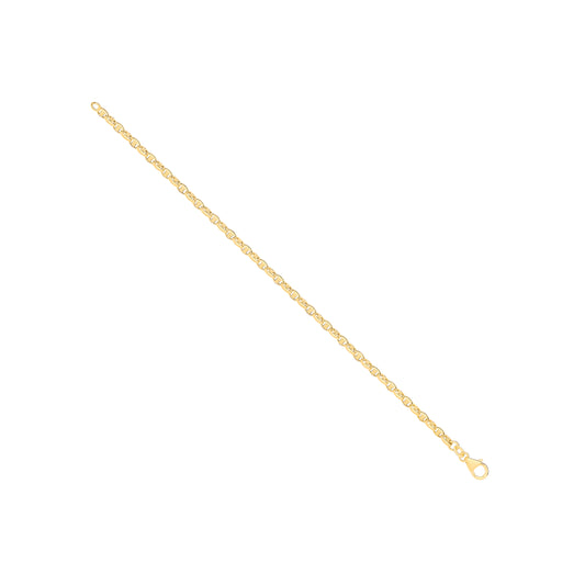 14ct Y/G Hollow Oval Puff Marine 3.6mm Chain