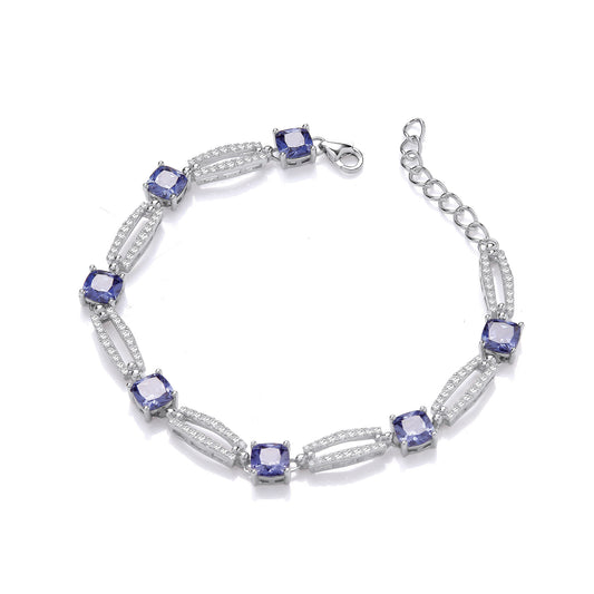 Tanzanite Colour CZ Silver Ladies Bracelet