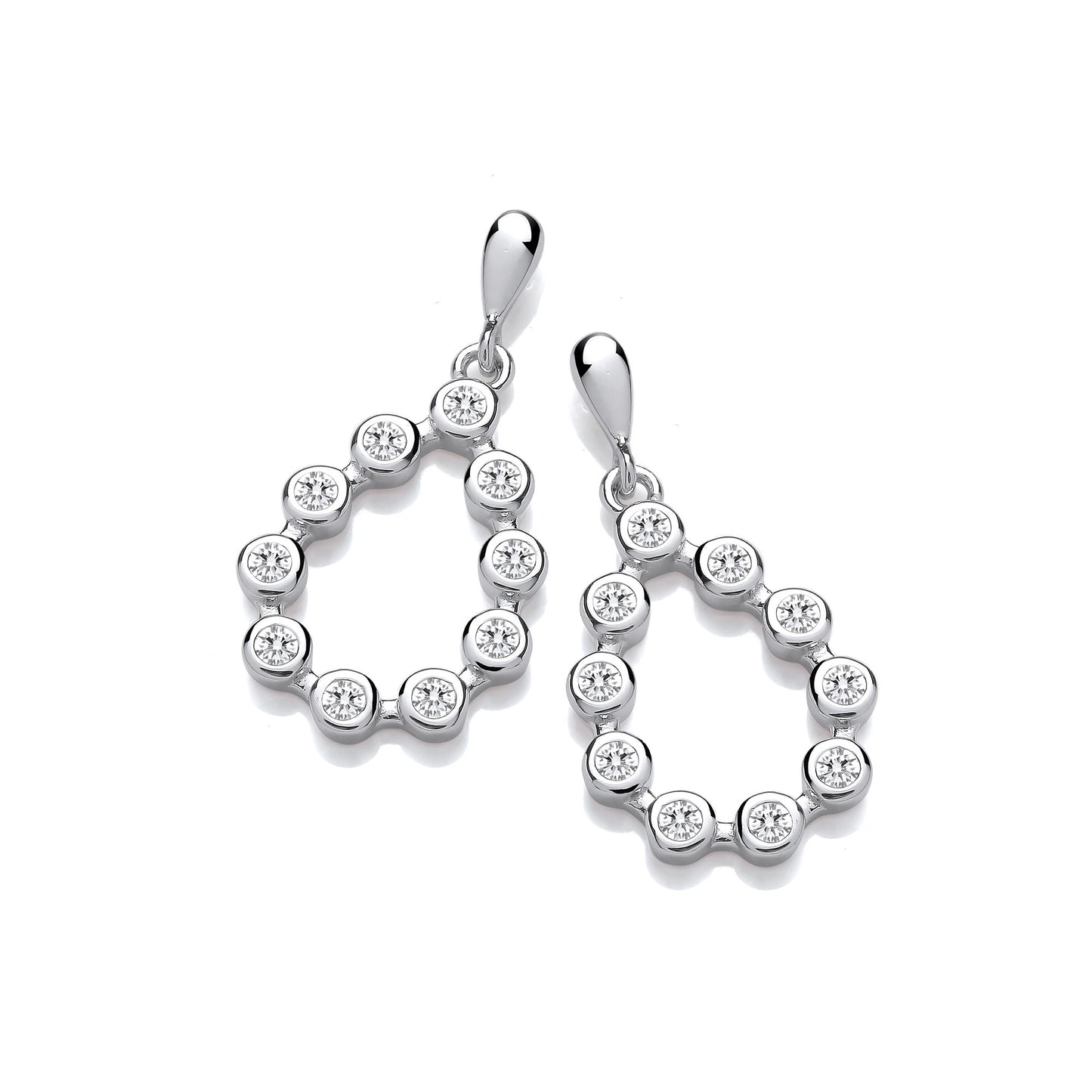 Silver Rubover Teardrop CZ Earrings