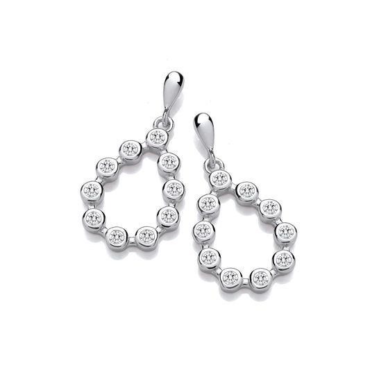 Silver Rubover Teardrop CZ Earrings