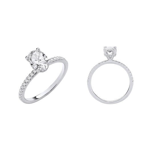 18ct White Gold 1.21ctw Oval LAB GROWN Hidden Halo Diamond Ring IGI Certified