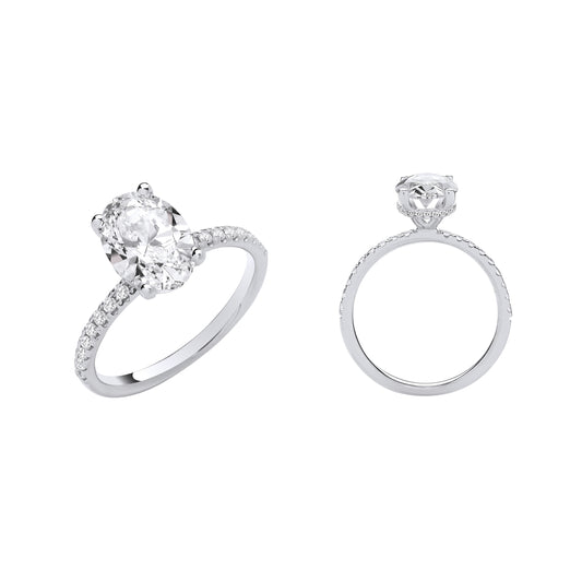 18ct White Gold 2.24ctw Oval LAB GROWN Hidden Halo Diamond Ring IGI Certified