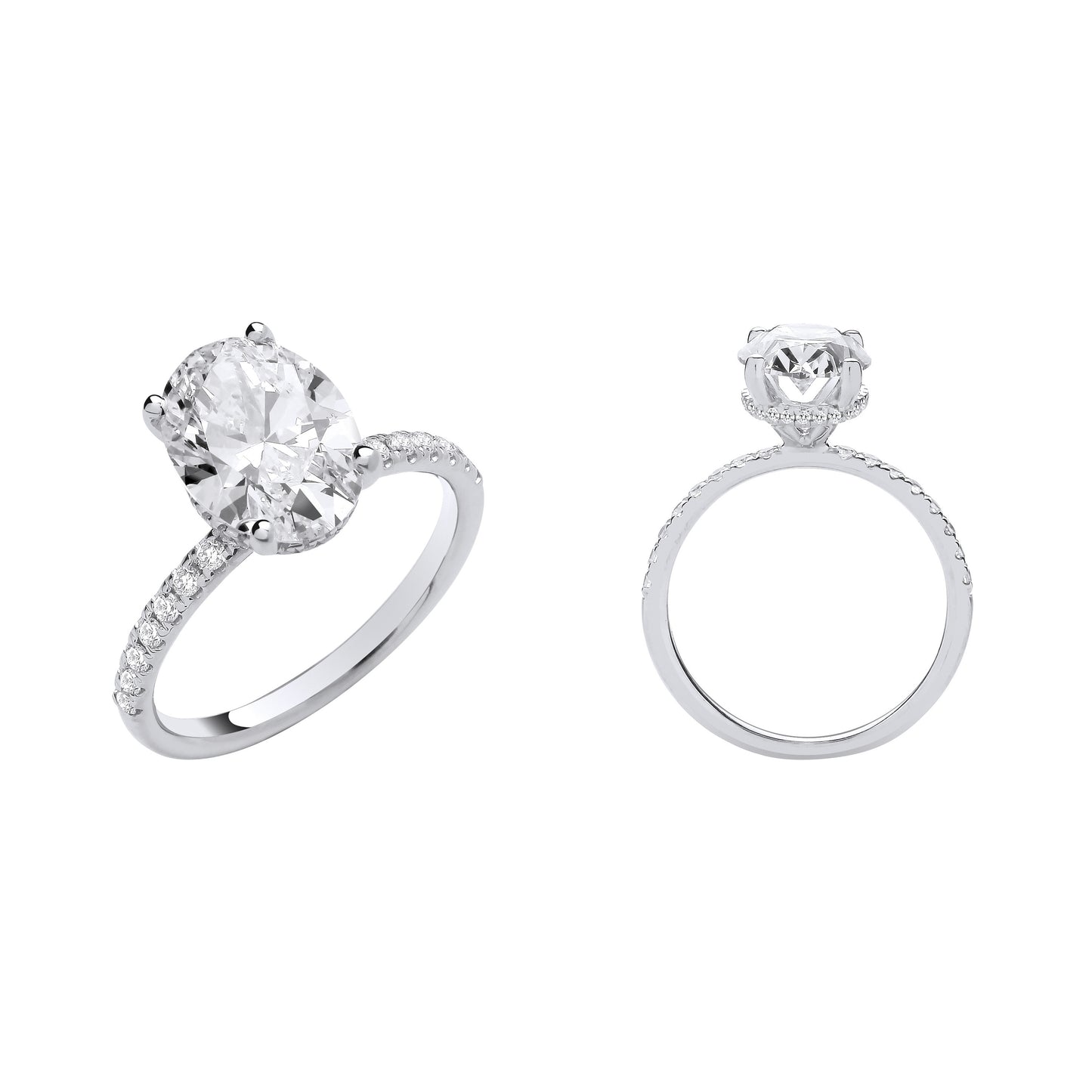 18ct White Gold 3.28ctw Oval LAB GROWN Hidden Halo Diamond Ring IGI Certified