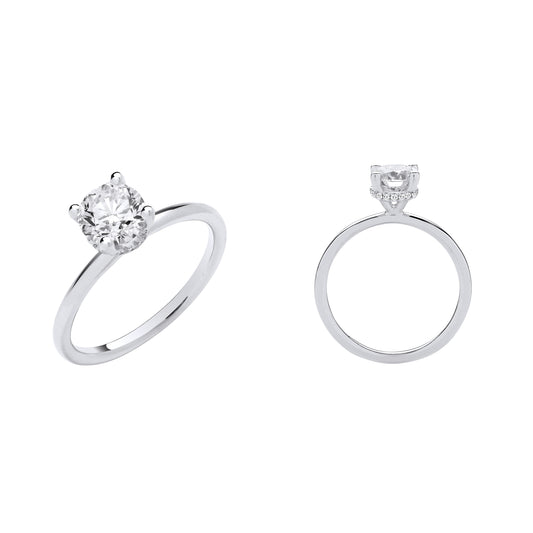 18ct White Gold 1.05ctw Solitaire LAB GROWN Hidden Halo Diamond Ring IGI Certified