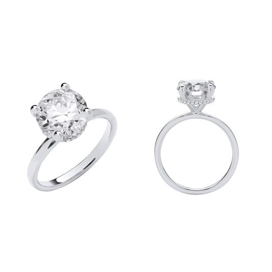 18ct White Gold 3.08ctw Solitaire LAB GROWN Hidden Halo Diamond Ring IGI Certified