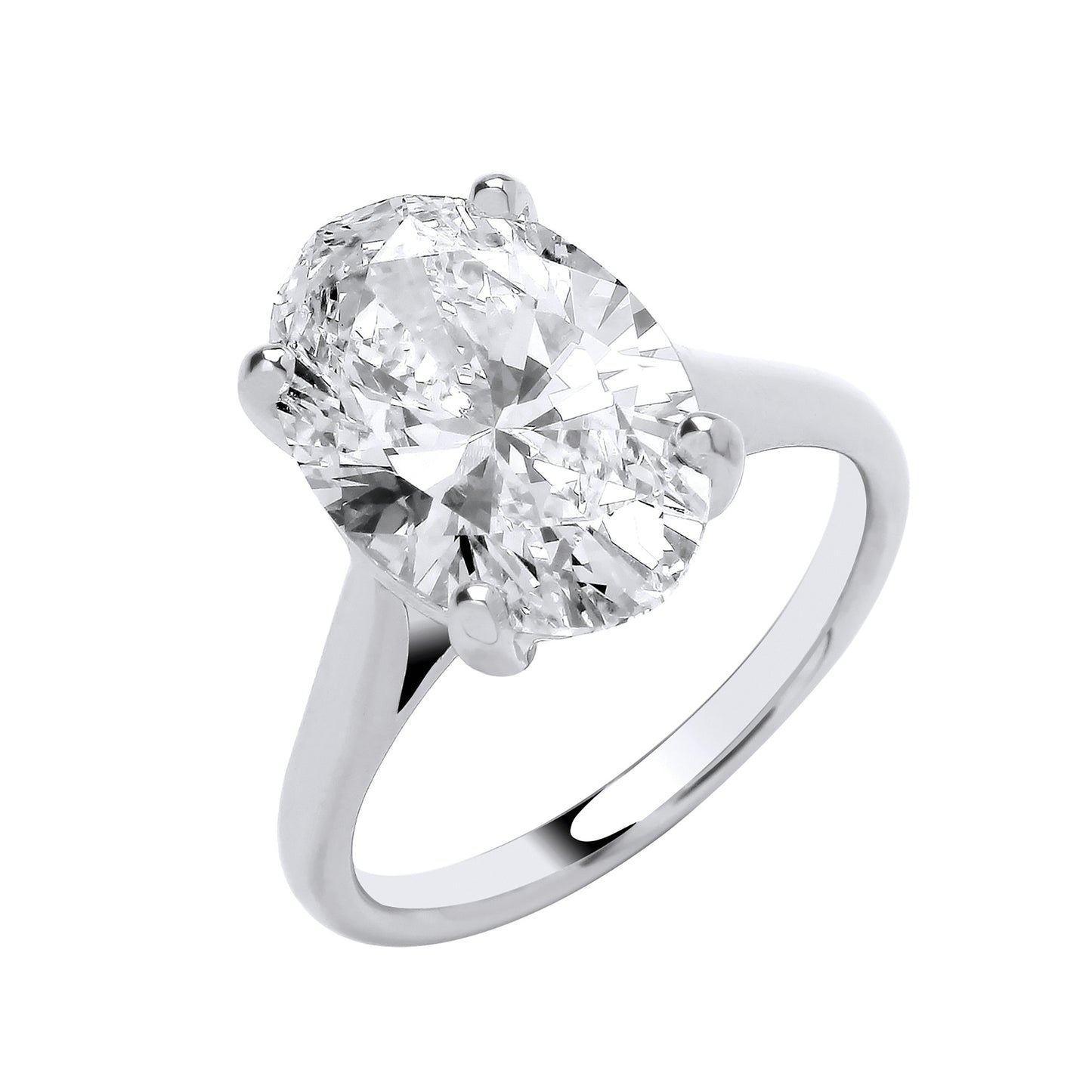 18ct White Gold 5.00ctw Oval Cut LAB GROWN Diamond Ring IGI Certified